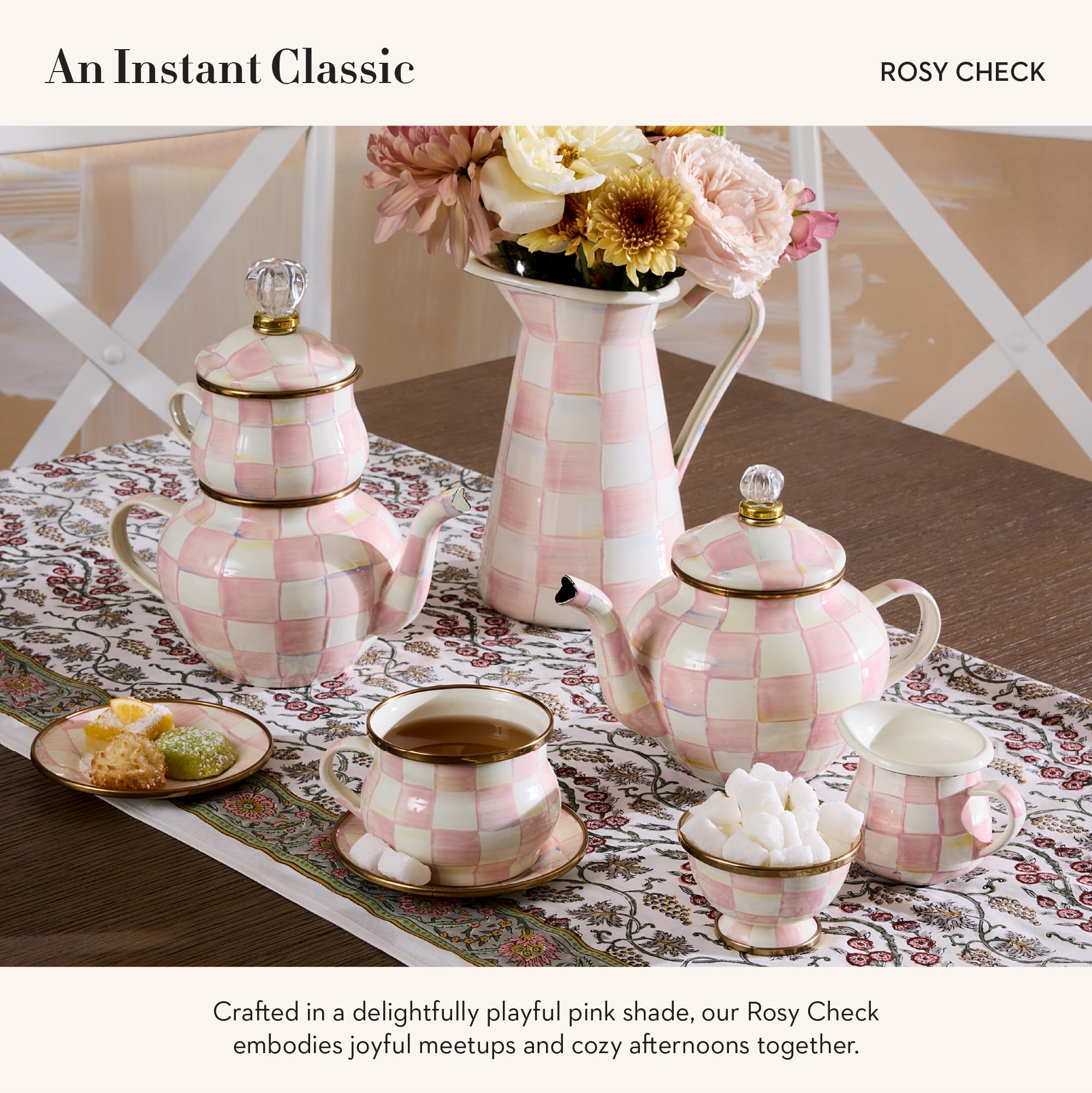 Amazon.com | MACKENZIE-CHILDS Enamel Saucer, Pink-and-White Rosy